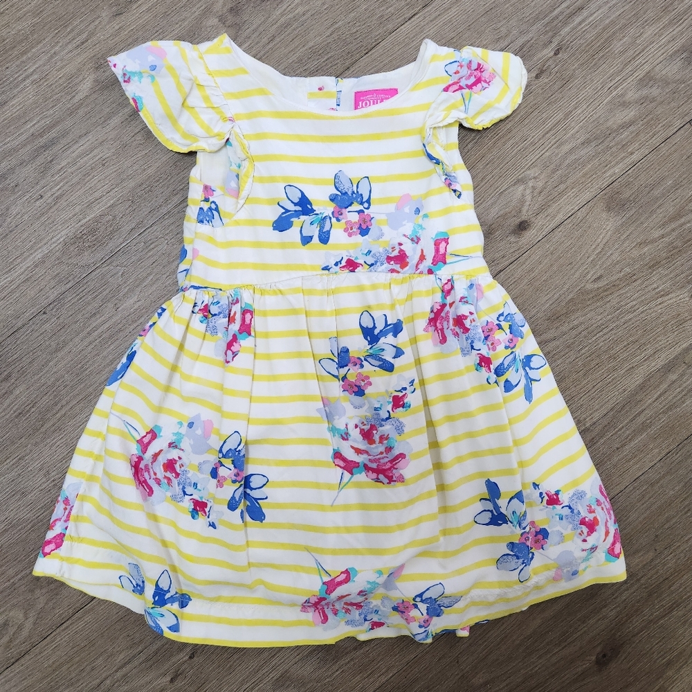 Little Joule by Joules Girls Emiline Striped Floral Party Dress - Size 3T